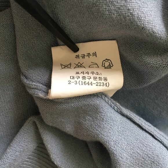 Korean Fashion Womens Cardigan V Neck Slit Sides Free Size Fits Medium Blue - Picture 9 of 10